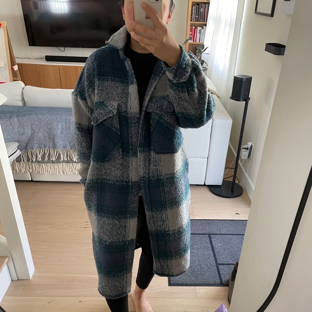 Plaid Long Coat XS